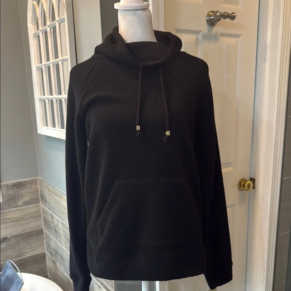 Michael Kors Fleece Pullover Cowl Neck Sweatshirt Black‎ XS NWT